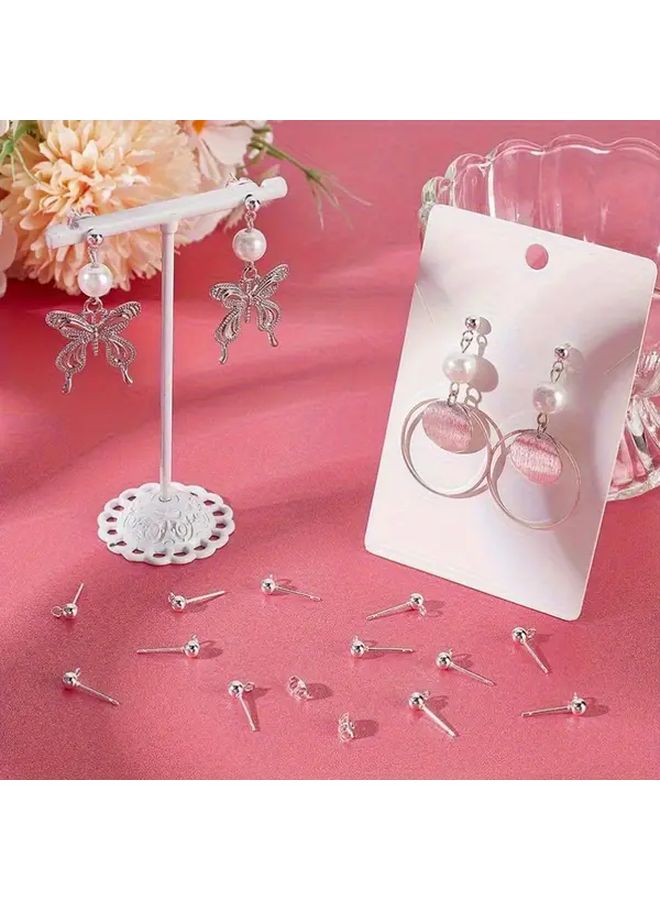 5mm 10pcs Stainless Steel Ball Stud Earrings with Loop Hypoallergenic DIY Jewelry Making Kit - Image 2